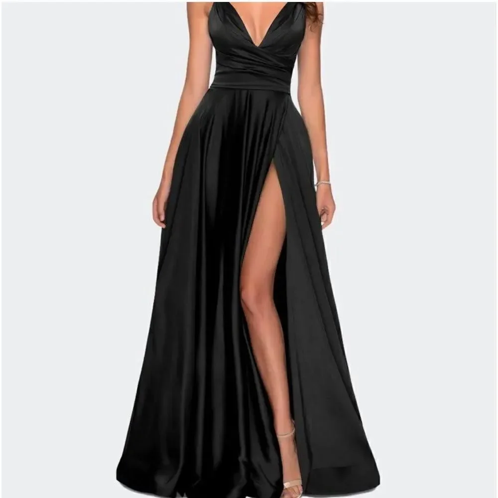 La Femme 28607 Strappy Back Satin Ballgown size 8 $408